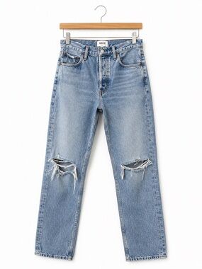 AGOLDE Riley High Rise Straight Jeans 26 Distressed Light Wash 100% Cotton